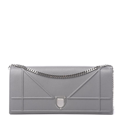 Christian Dior Grained Calfskin Large Diorama Croisiere Chain Wallet Grey 1 of 9