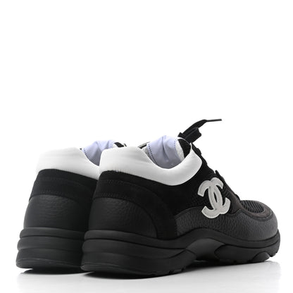 Chanel Mesh Suede Grained Calfskin Womens CC Sneakers 41 Black White 4 of 7