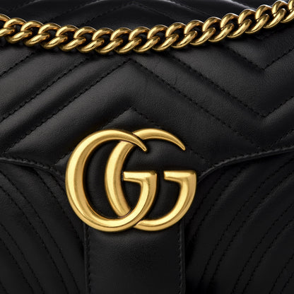 Gucci Calfskin Matelasse Small GG Marmont Shoulder Bag Black 8 of 8