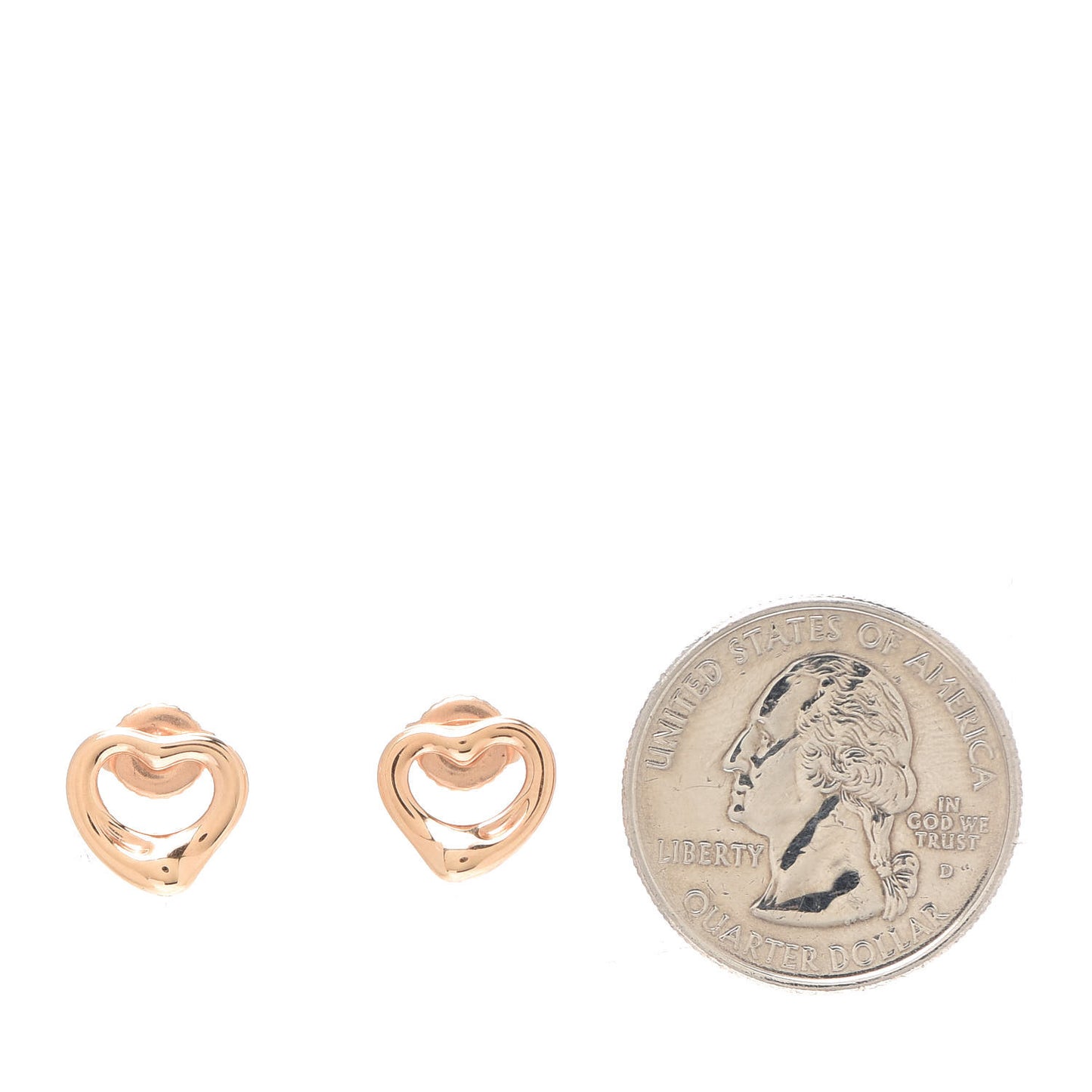 18K Rose Gold 11mm Elsa Peretti Open Heart Earrings