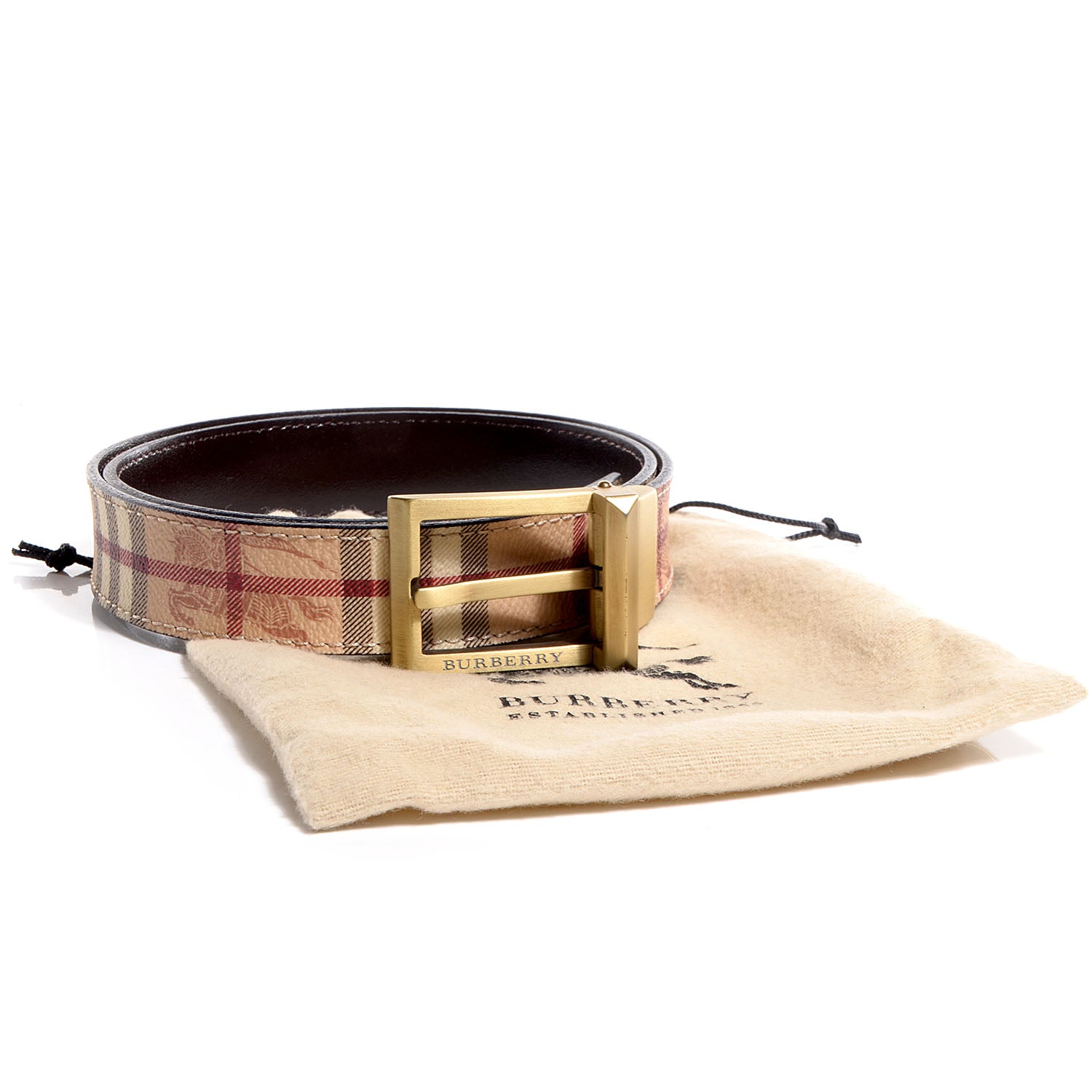 Burberry Haymarket Check Webster Reversible Belt 32 80 Brown 5 of 5