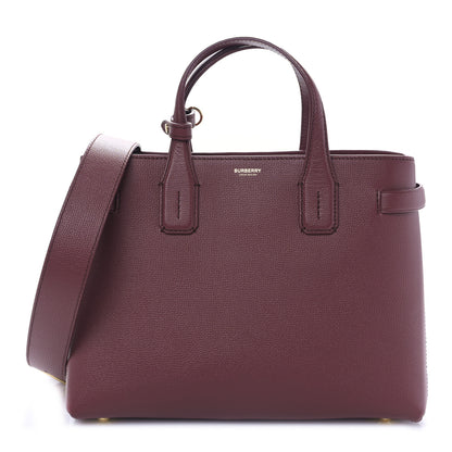 Burberry Grainy Calfskin House Check Small Banner Tote Crimson 1 of 9