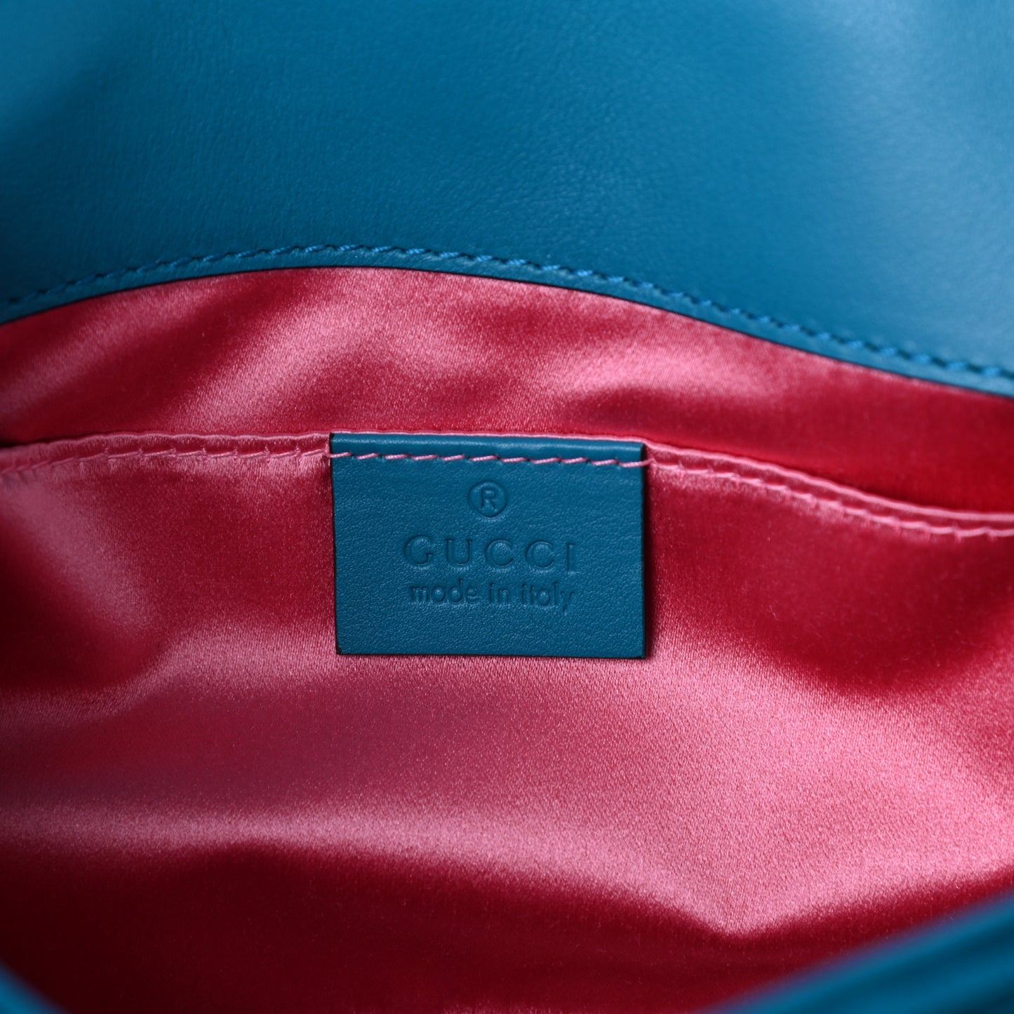 Velvet Matelasse Mini GG Marmont Shoulder Bag Pavone Cyan