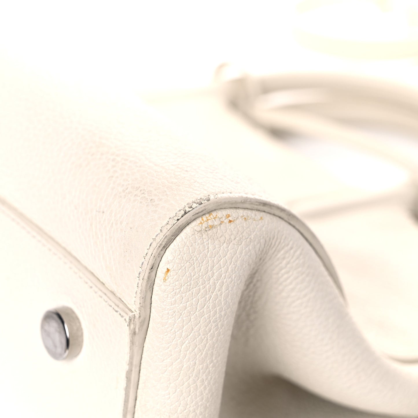 Grained Calfskin Small Rive Gauche White