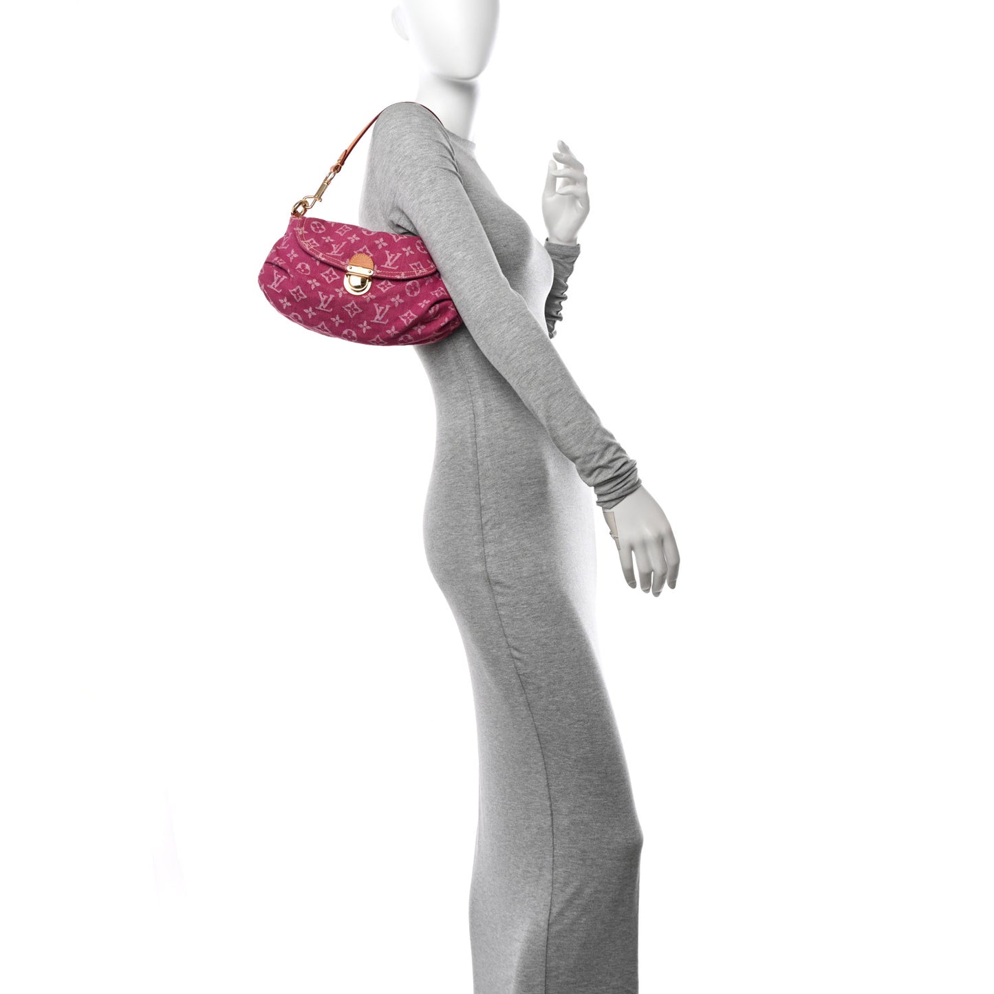 Monogram Denim Mini Pleaty Fuchsia