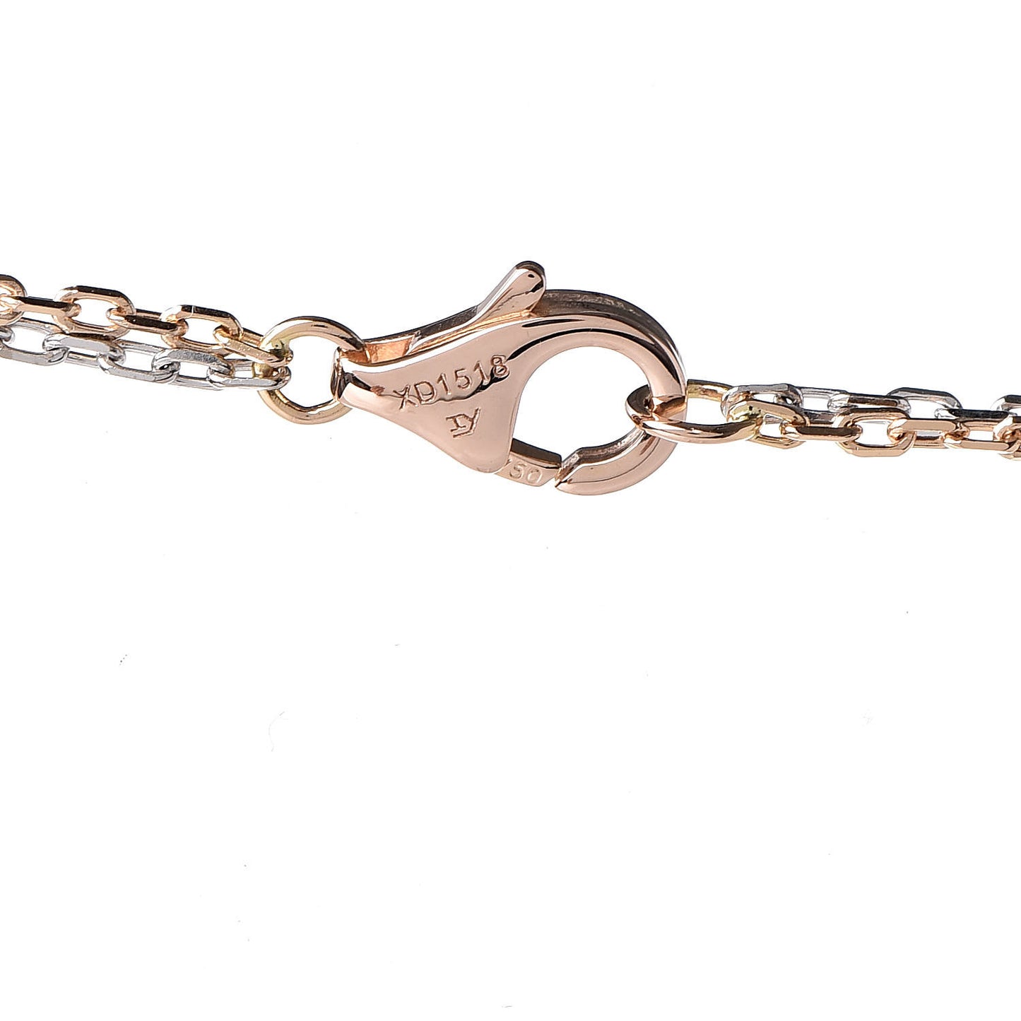 18K White Pink Gold Diamond Three Ring LOVE Pendant Necklace
