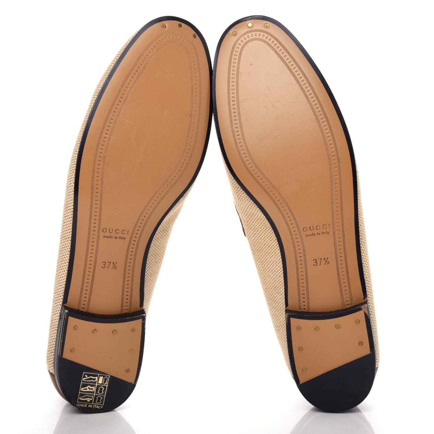 Gucci Canvas Malaga Kid Web Womens Horsebit Brixton Loafers 37.5 Sand Light Cuir 6 of 11