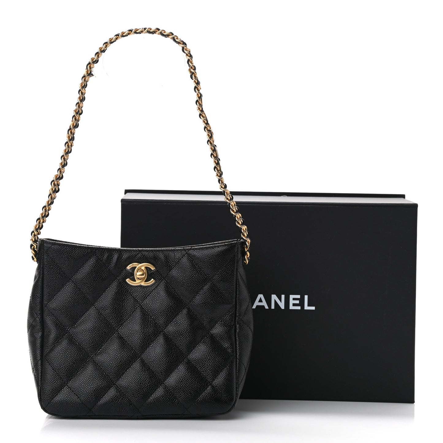 Caviar Quilted Small Pick Me Up Hobo Black