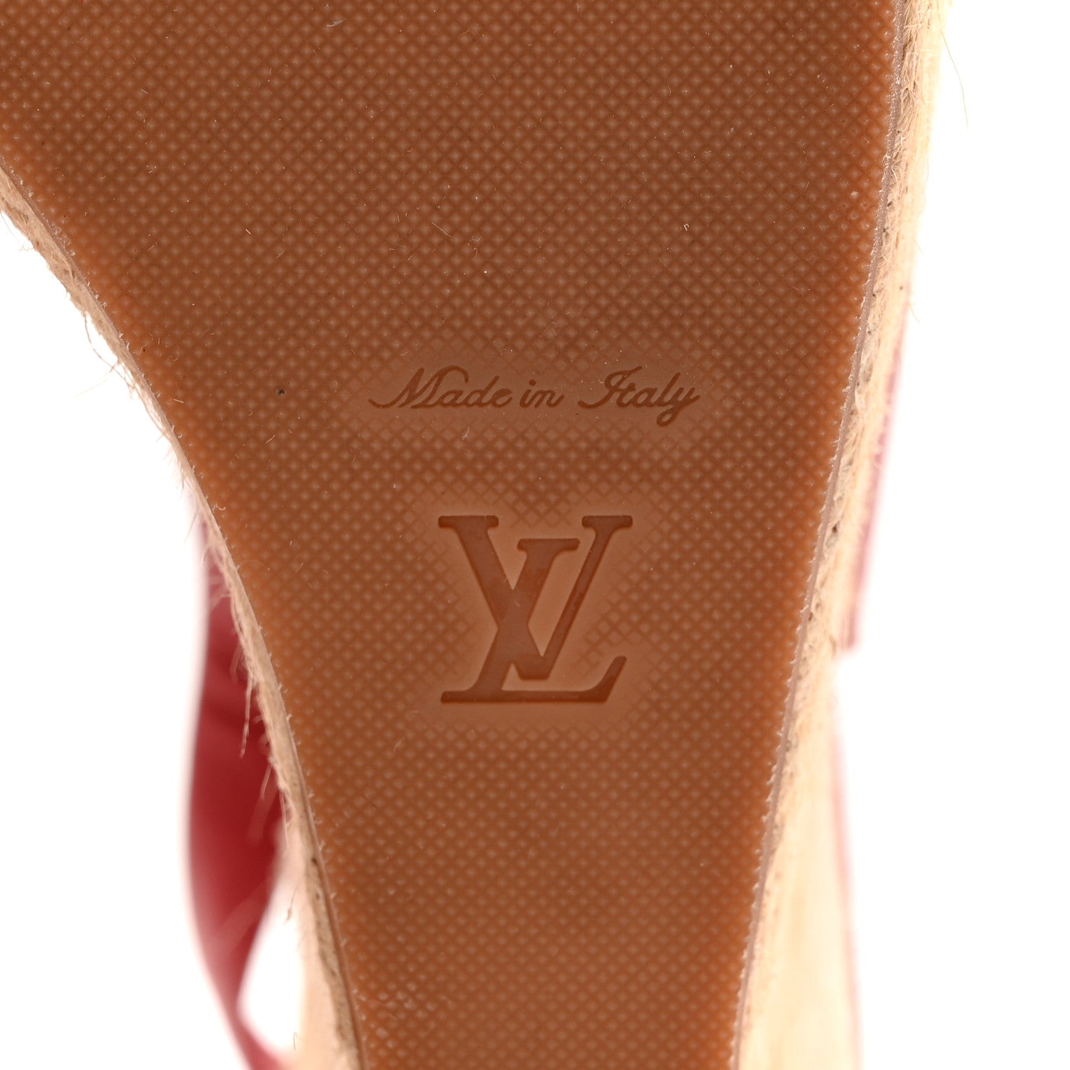 Louis Vuitton Calfskin Damier Espadrille Wedge Sandals 37.5 Red 7 of 12