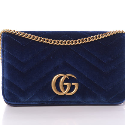 Gucci Velvet Matelasse GG Marmont Mini Bag Cobalt Blue 7 of 12