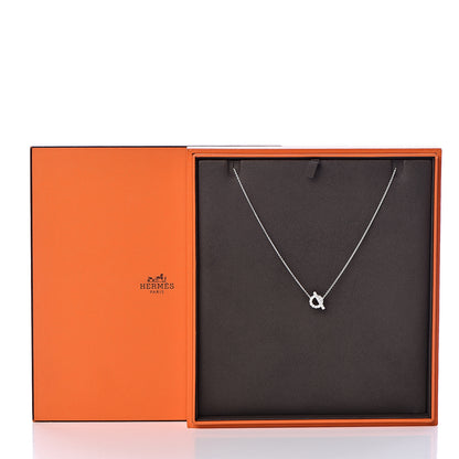 Hermes 18K White Gold Diamond Finesse Pendant Necklace 8 of 8