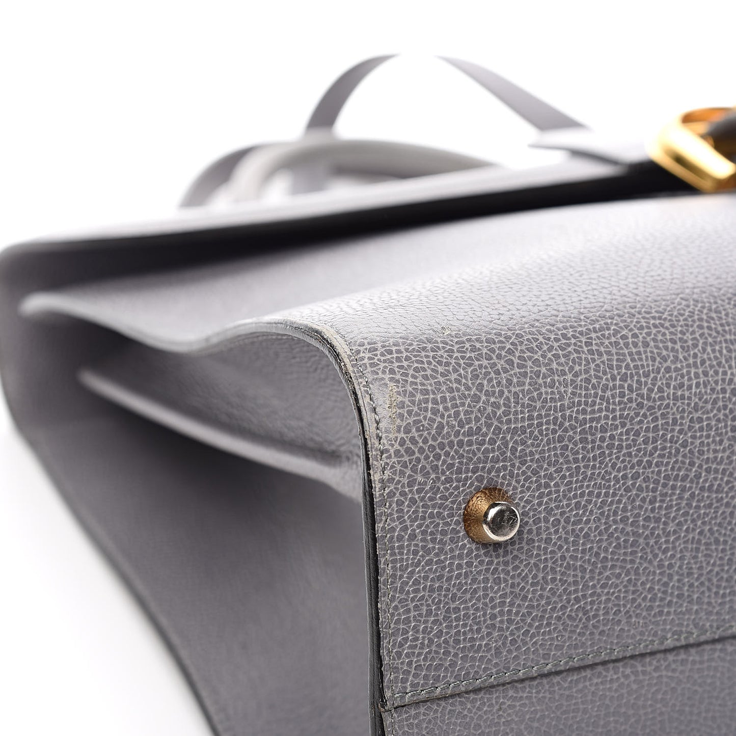 Grained Calfskin Brillant Briefcase Grey