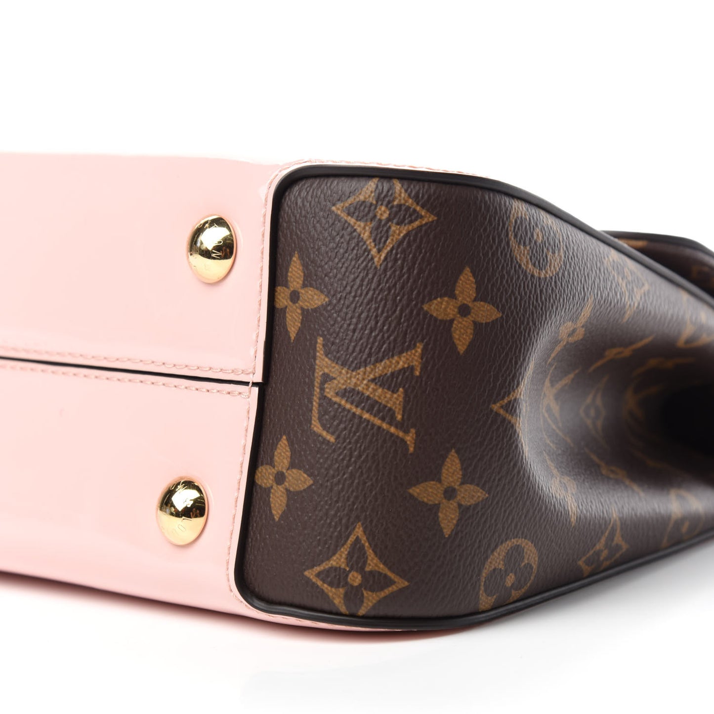 Patent Calfskin Monogram Cherrywood PM Rose Ballerine