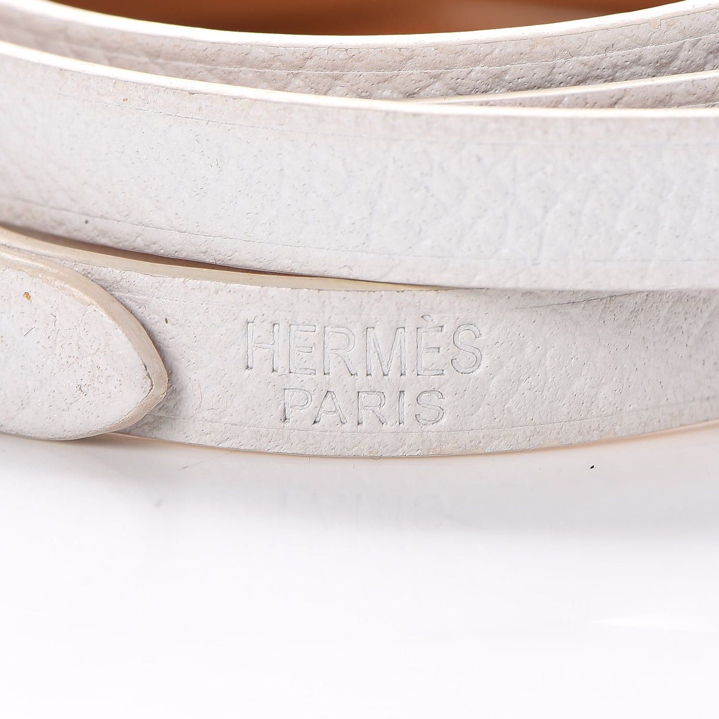 Epsom Hapi 3 MM Triple Tour Wrap Bracelet M White