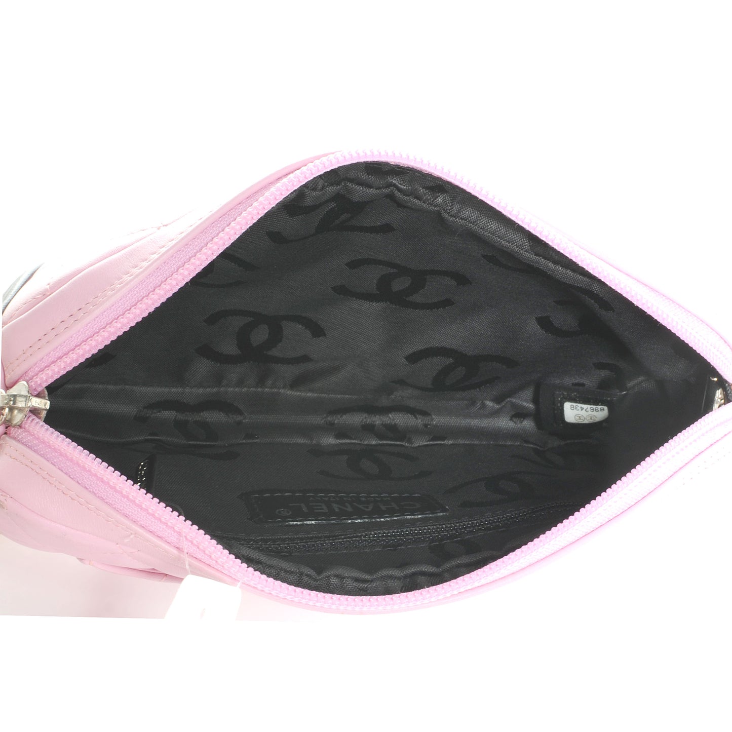 Calfskin Quilted Cambon Pochette Pink Black