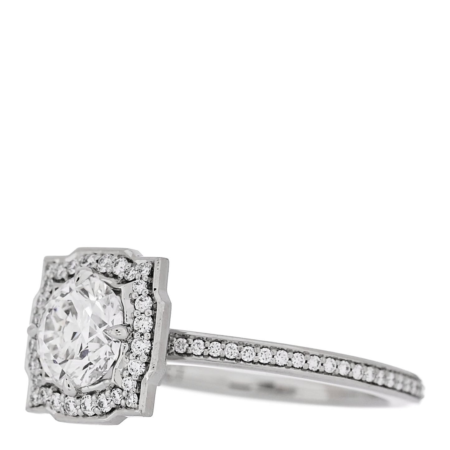 Platinum Diamond .73ct Belle Round Brilliant Micropave Ring 49 4.75