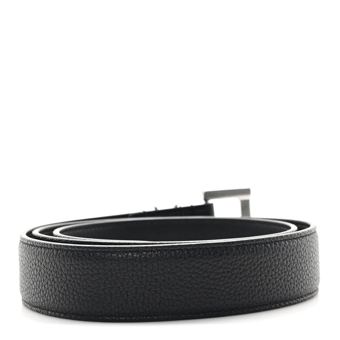Grained Calfskin Monogram Cassandre Square Buckle Belt 80 32 Black