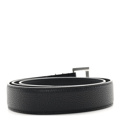 Saint Laurent Grained Calfskin Monogram Cassandre Square Buckle Belt 80 32 Black 2 of 5