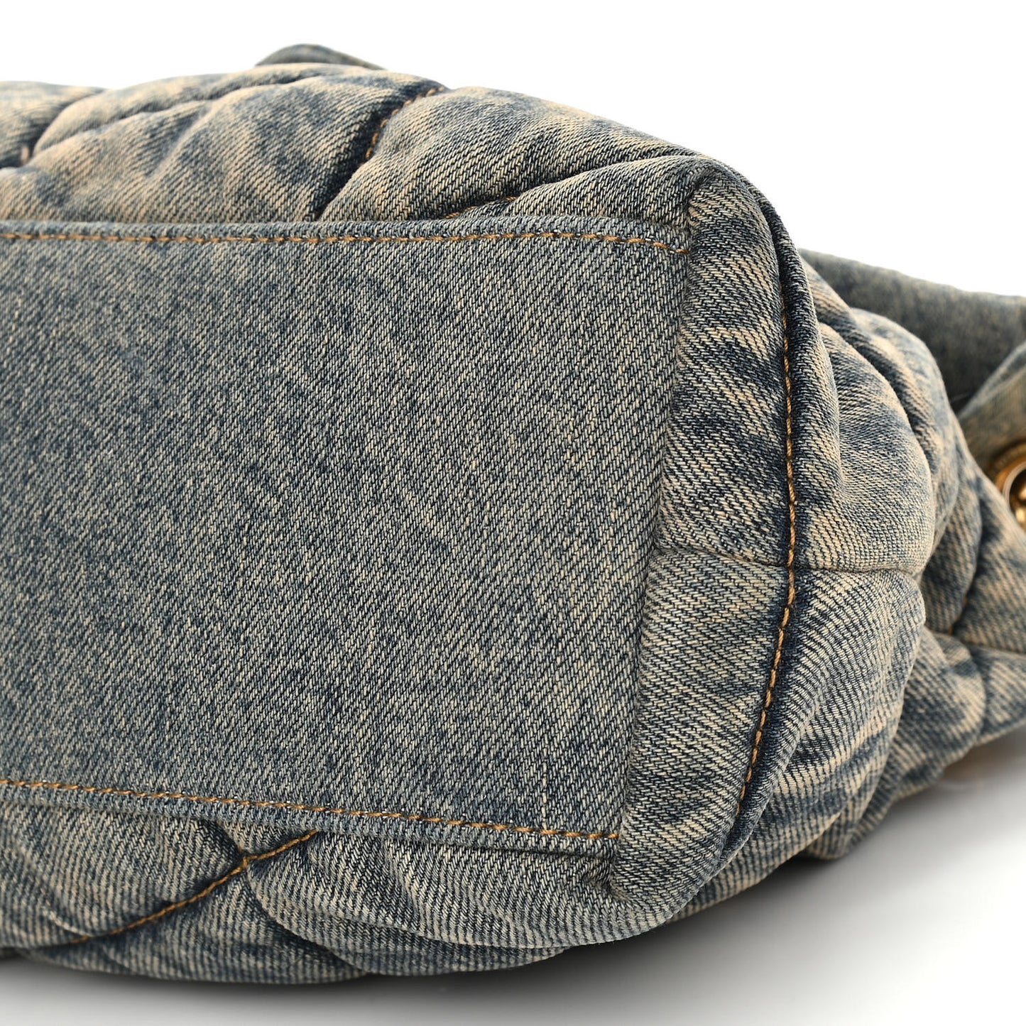 Denim Quilted Small Loulou Puffer Monogram Chain Satchel Rodeo Blue
