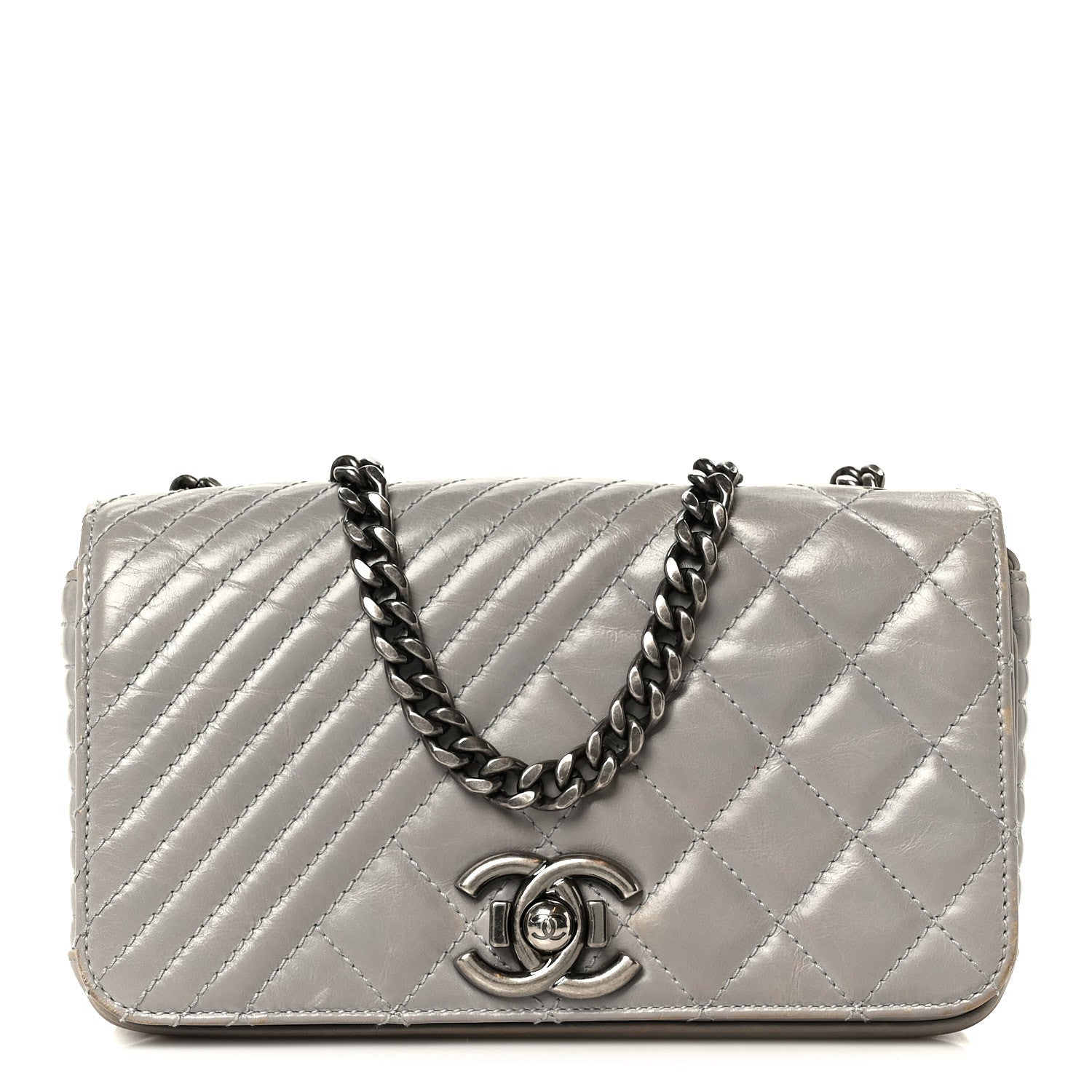 Chanel Glazed Calfskin Quilted Small Coco Boy Flap Grey 1 of 10