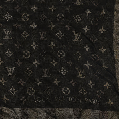 Louis Vuitton Silk Lurex Wool So Shine Monogram Shawl Black 2 of 5