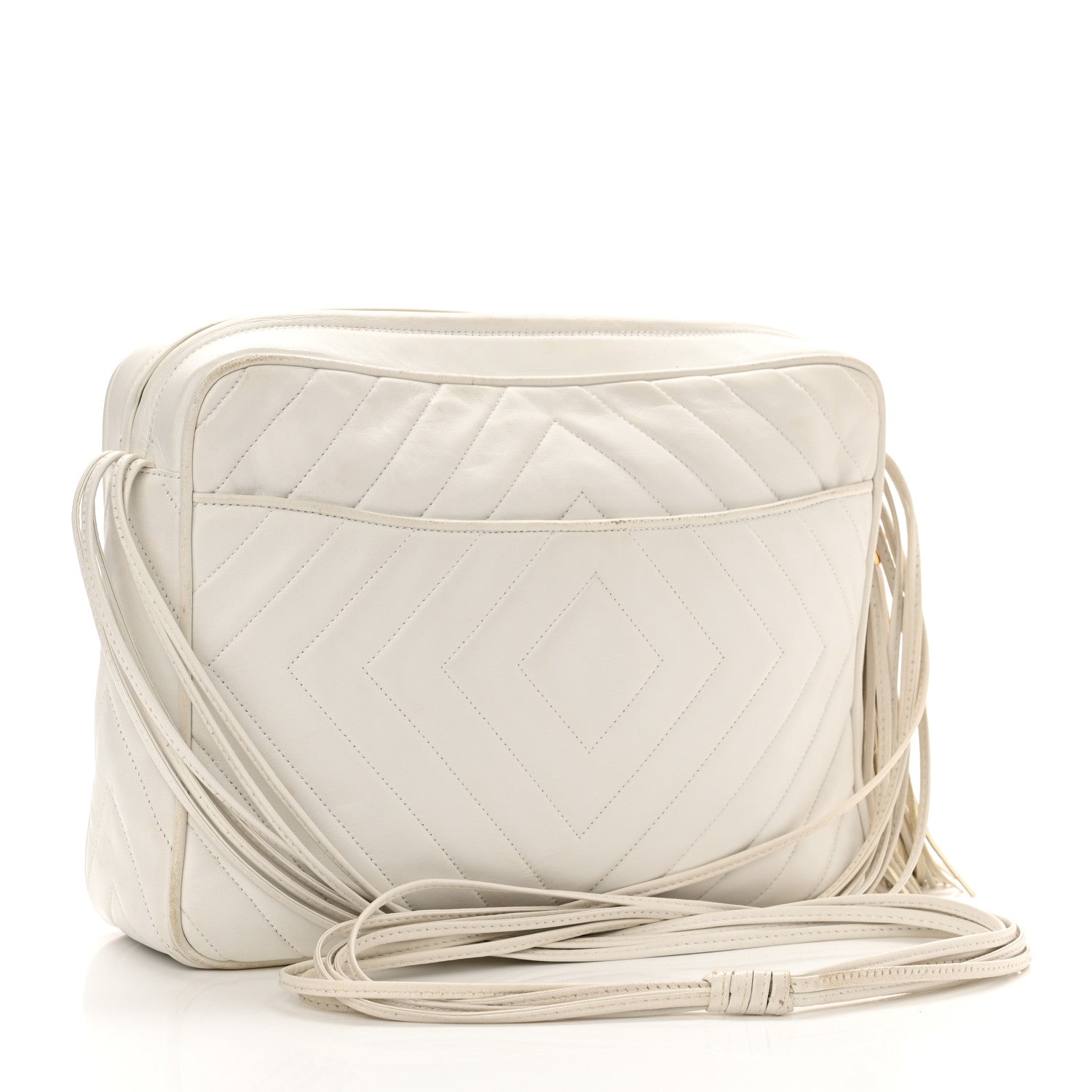Chanel Lambskin Quilted CC Tassel Camera Case White 3 of 18