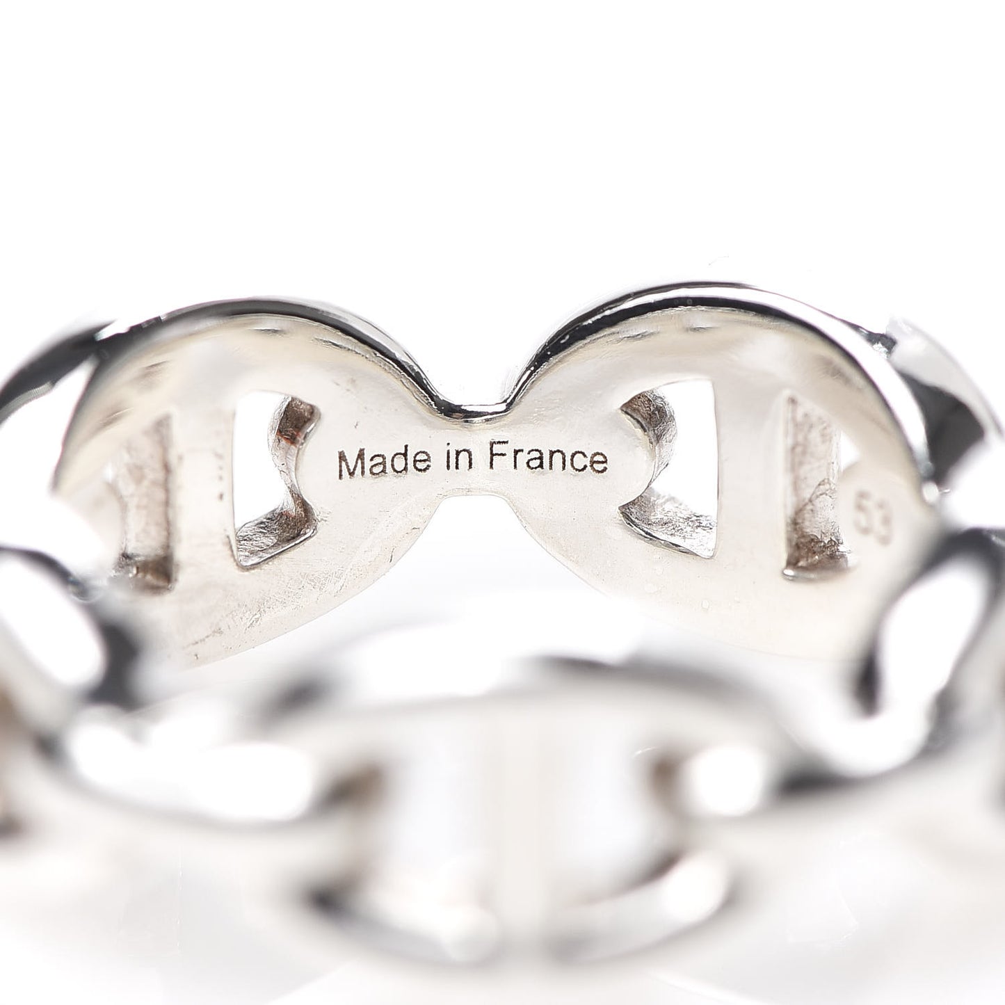 Sterling Silver PM Chaine d'Ancre Enchainee Band Ring 53 6.25