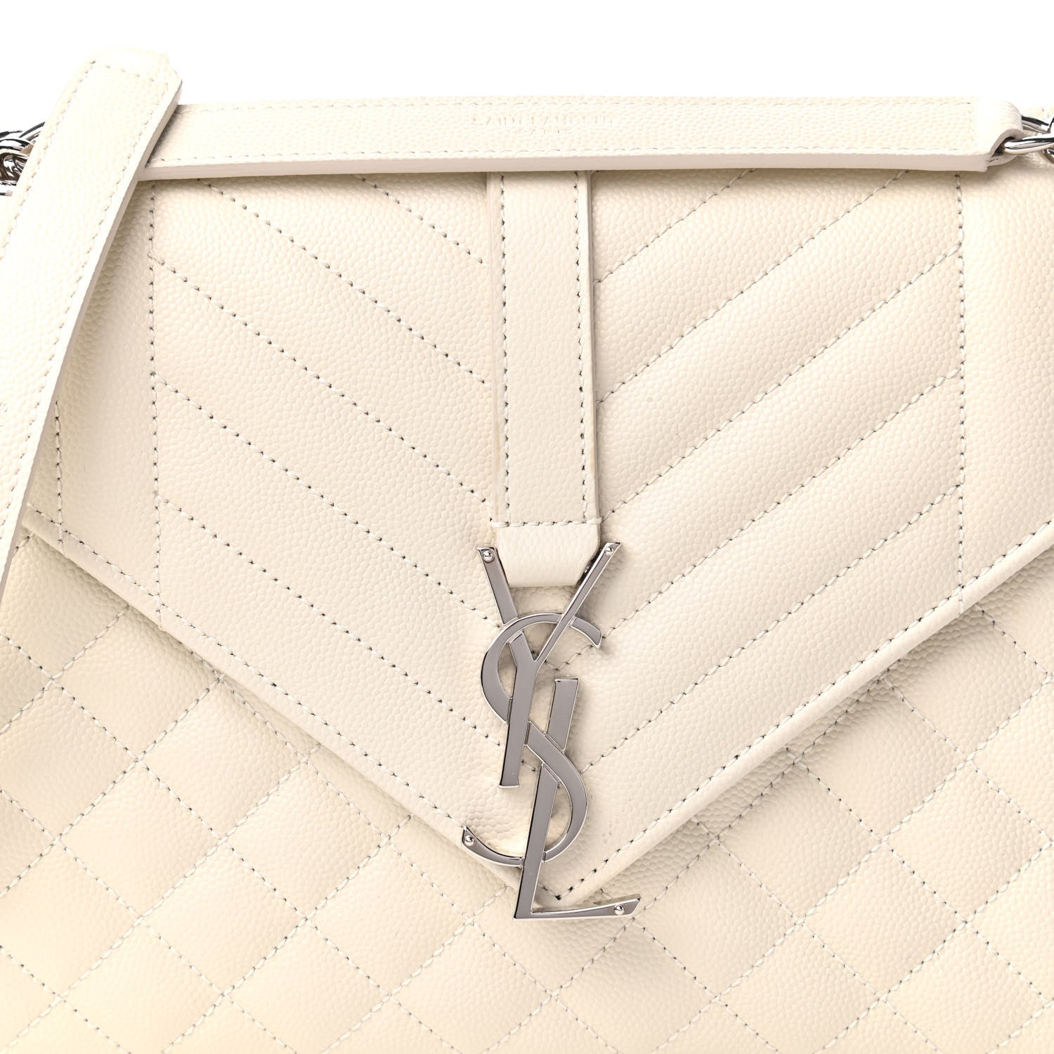Saint Laurent Grain De Poudre Textured Mixed Matelasse Medium Triquilt Monogram Satchel Porcellana 10 of 10