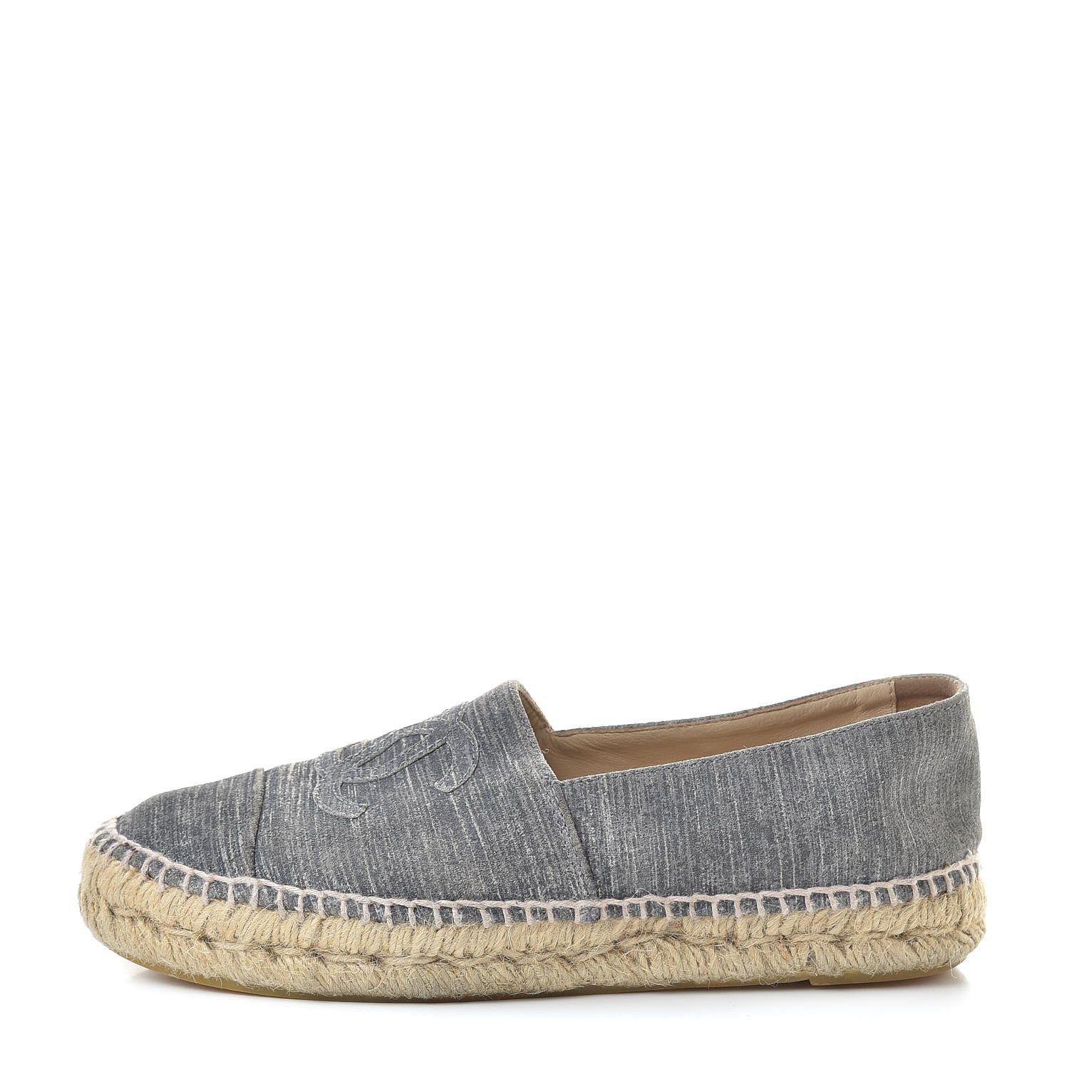 Chanel Striated Suede Espadrilles 37 Dark Grey 1 of 11