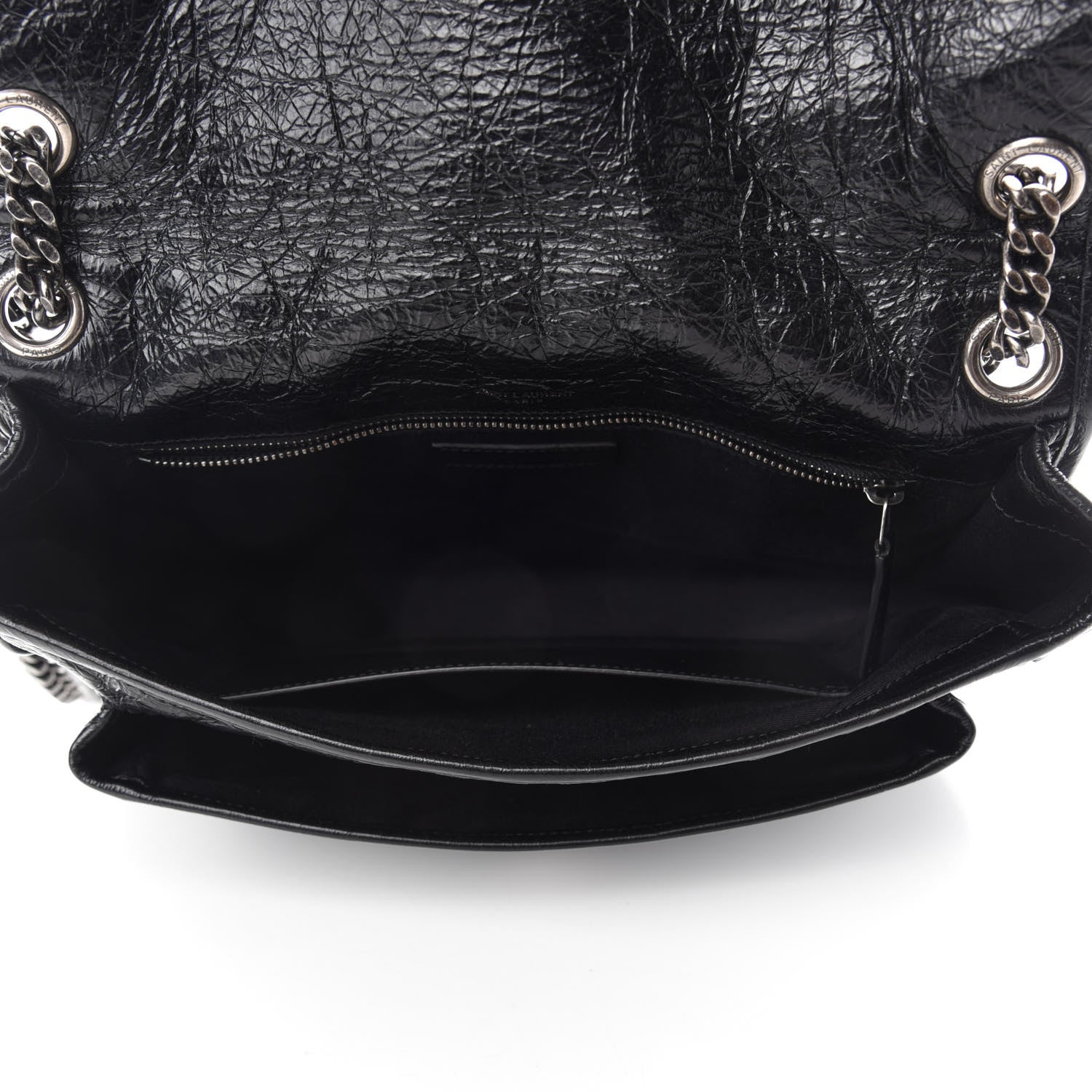 Saint Laurent Crinkled Calfskin Matelasse Monogram Medium Niki Chain Satchel Black 5 of 11