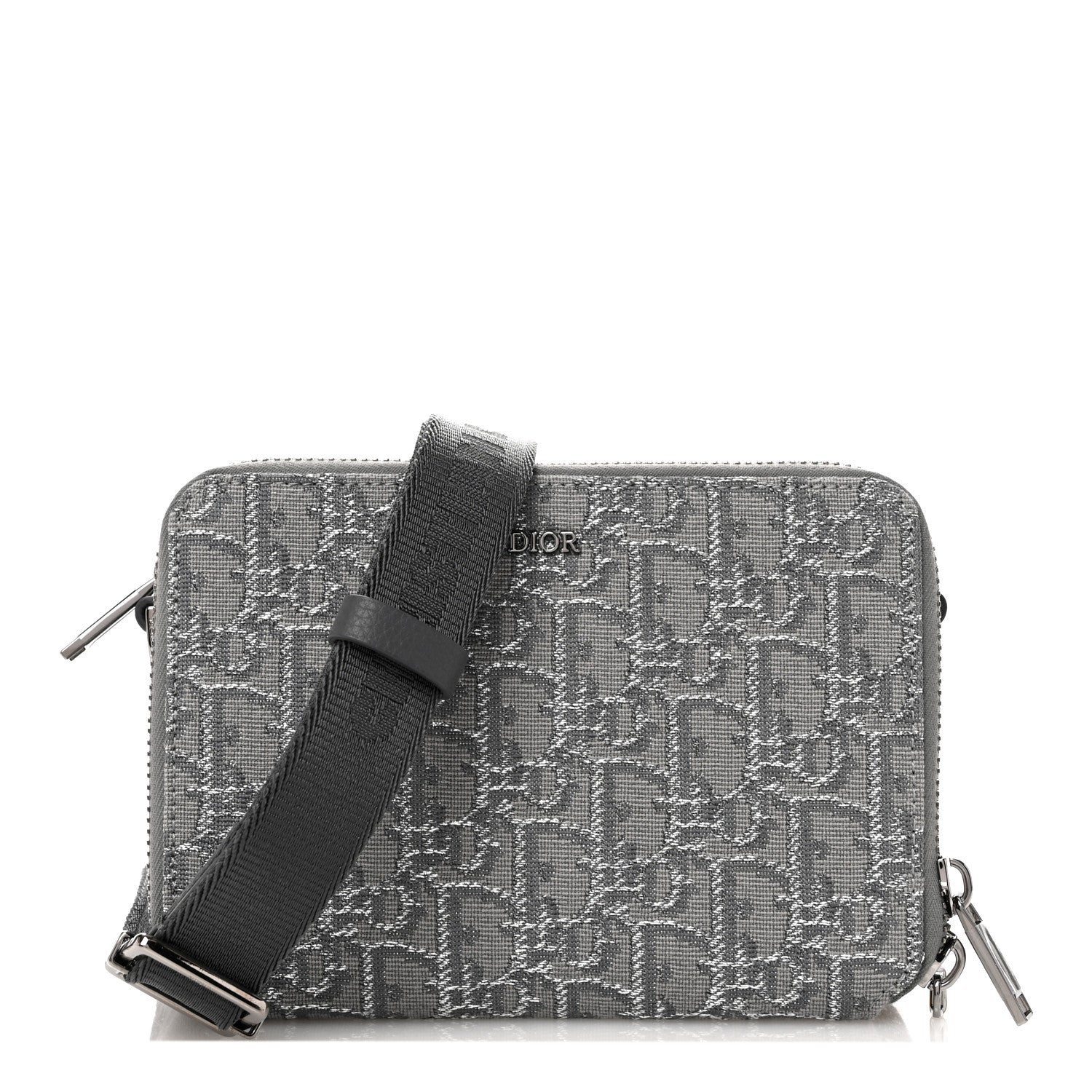 Christian Dior Oblique Zipped Pouch With Strap Pouch Grey 1 of 9