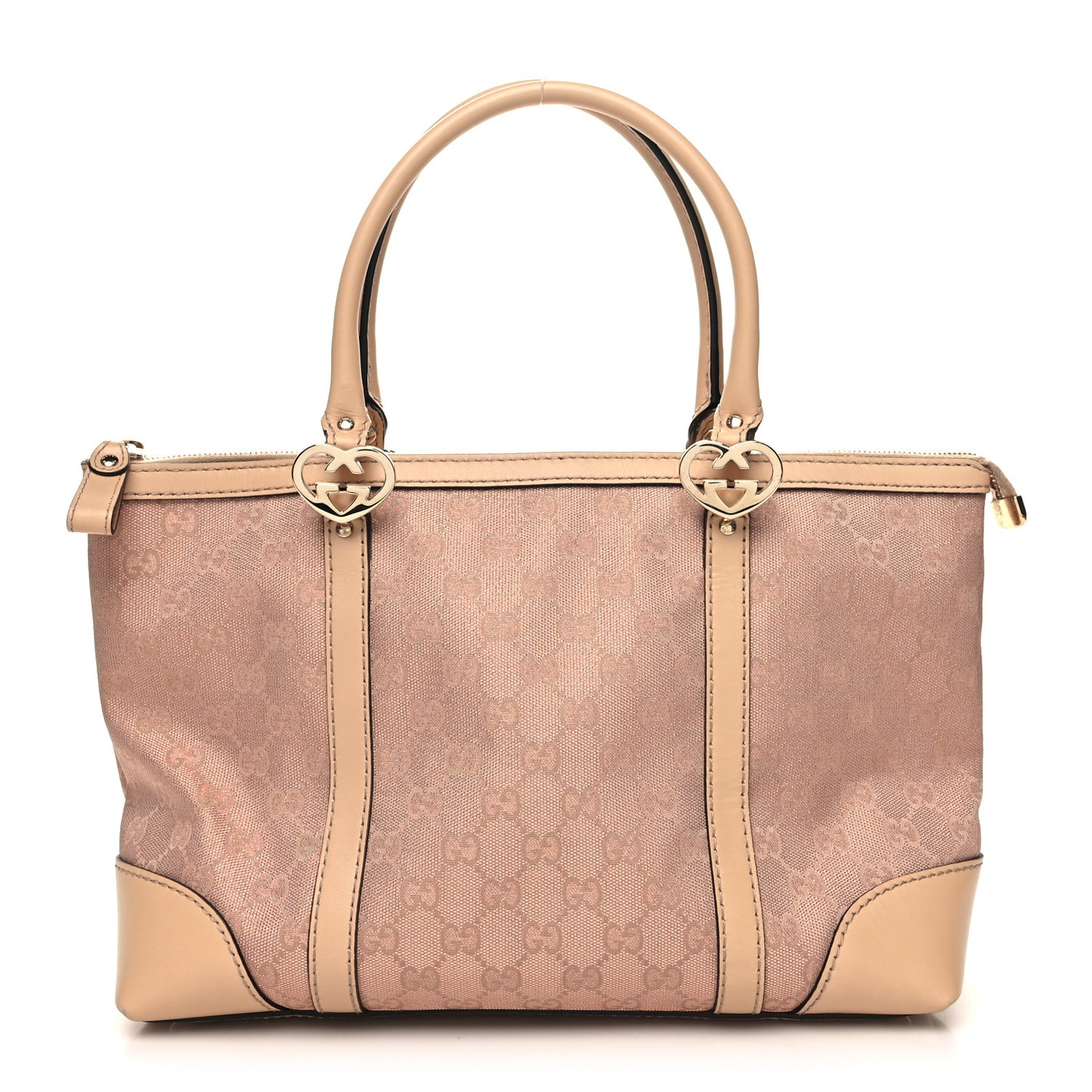 Metallic Monogram Small Lovely Heart Tote Pink