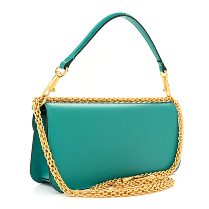 Valentino Garavani Calfskin Vlogo Loco Shoulder Bag Peacock 3 of 10