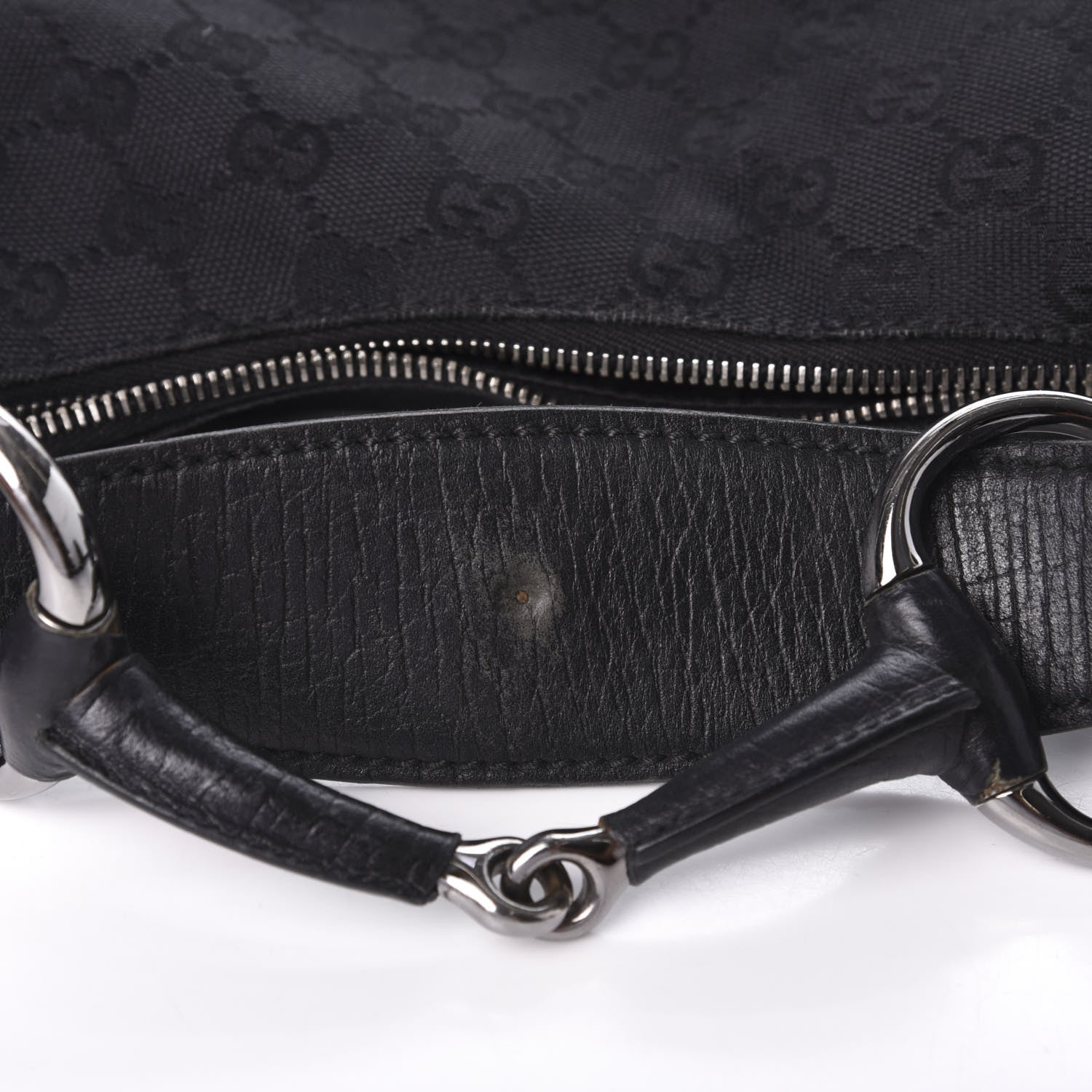 Gucci Monogram Large Horsebit Chain Hobo Black 7 of 10
