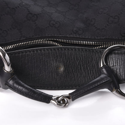 Gucci Monogram Large Horsebit Chain Hobo Black 7 of 10
