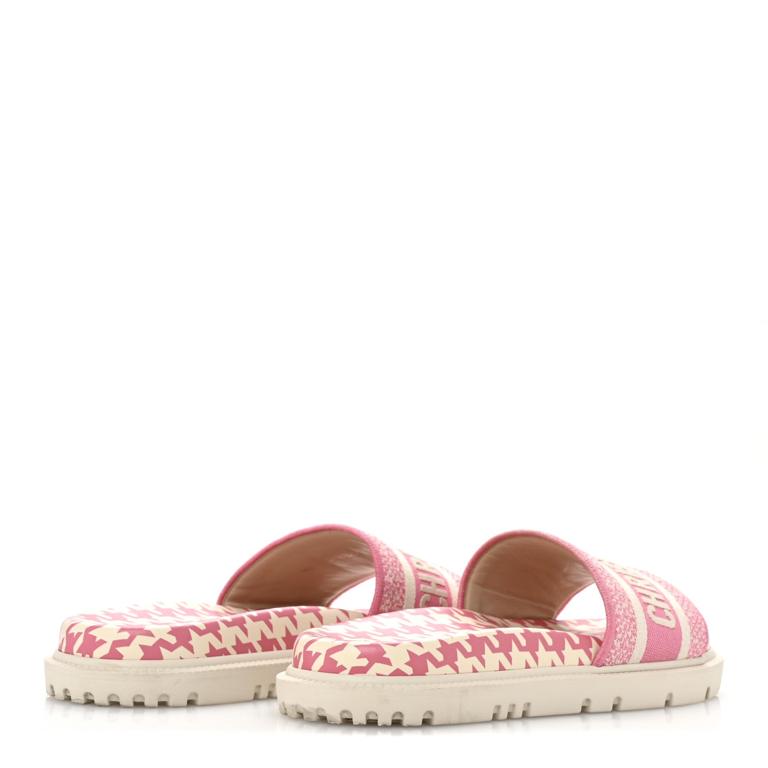 Christian Dior Micro PDP Cotton Houndstooth Embroidered Dway 10mm Slide Sandals 37.5 Peony 5 of 10
