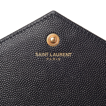 Saint Laurent Grain De Poudre Matelasse Chevron Monogram Chain Wallet Black 6 of 9