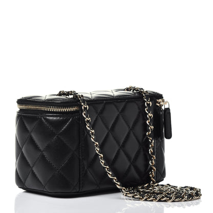 Chanel Lambskin Quilted Small Vanity Case With Chain Black 3 of 9