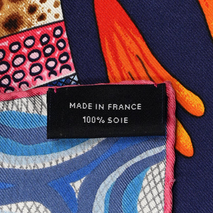 Hermes Silk La Marche Du Zambeze Scarf 90 Indigo Rose Vif Multicolor 5 of 5