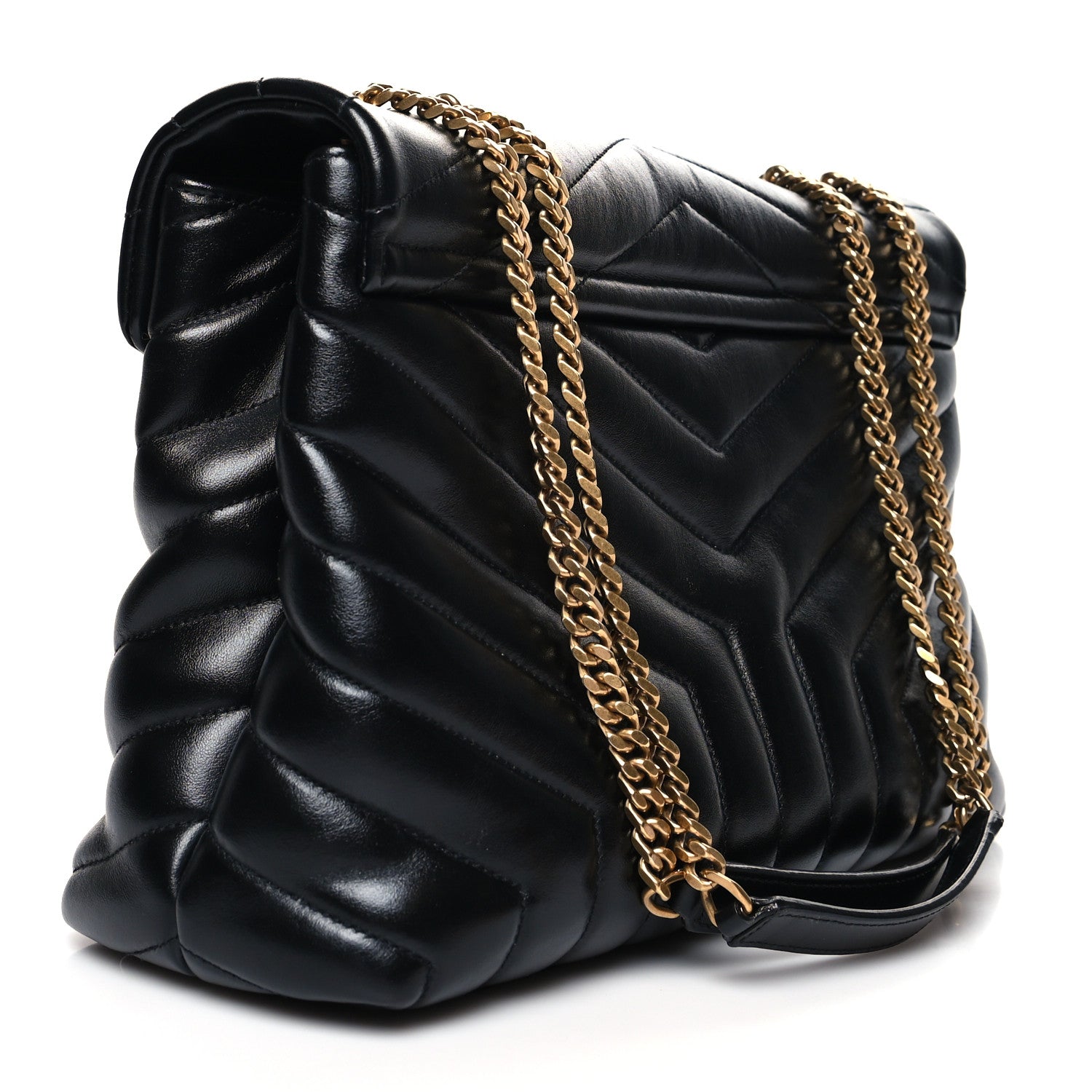 Saint Laurent Calfskin Y Quilted Monogram Medium Loulou Chain Satchel Black 3 of 14