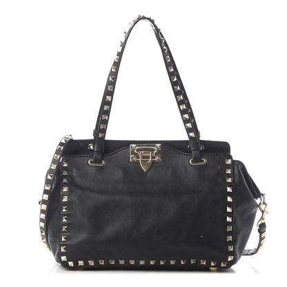 Valentino Garavani Vitello Small Rockstud Tote Black 1 of 8