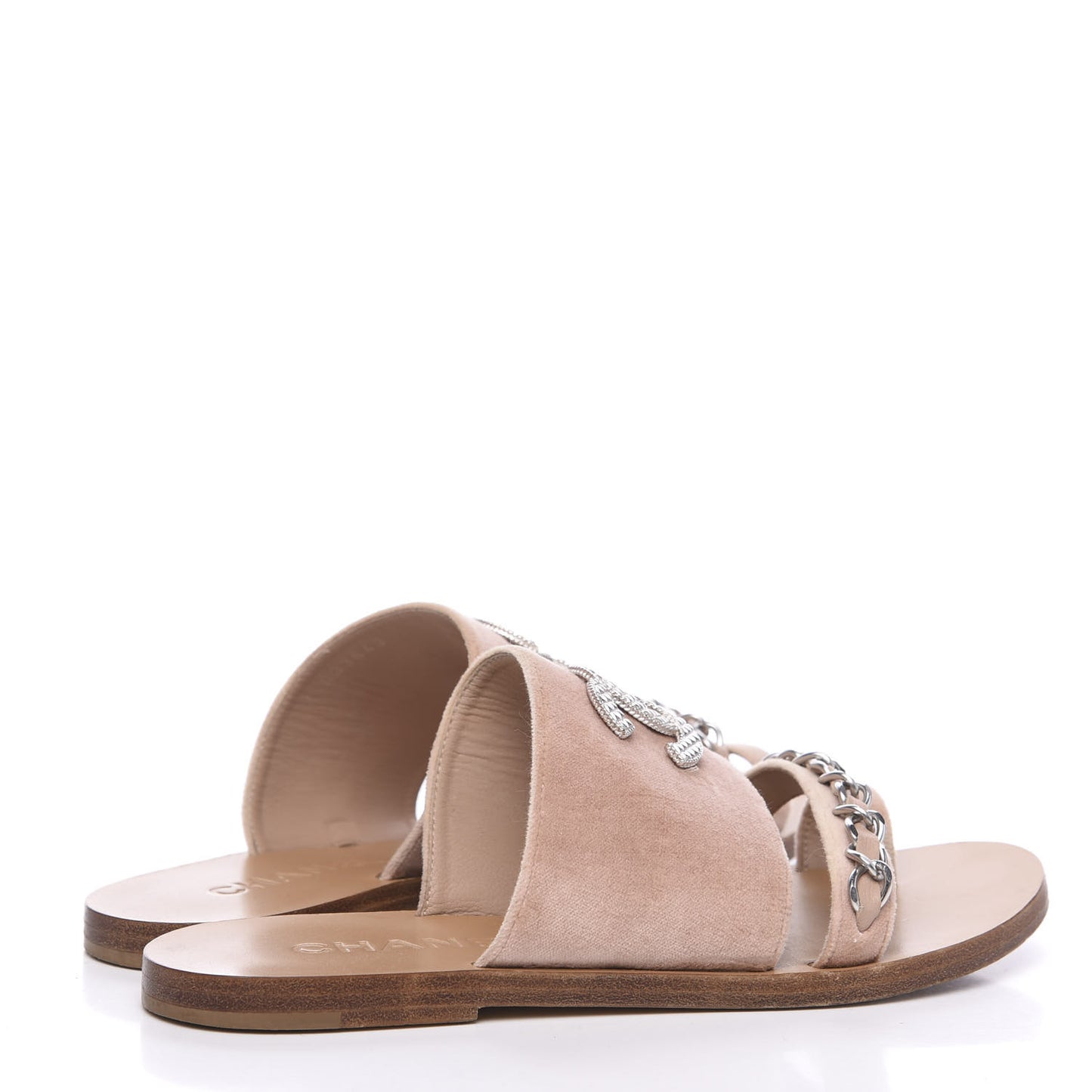 Velvet Chain Mule Sandals 37 Pink