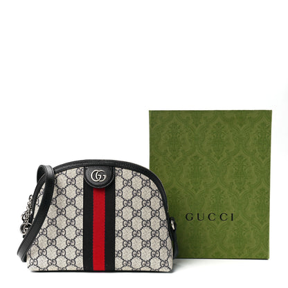 Gucci GG Supreme Monogram Textured Dollar Calfskin Web Small Ophidia Dome Shoulder Bag Beige Blue 13 of 13
