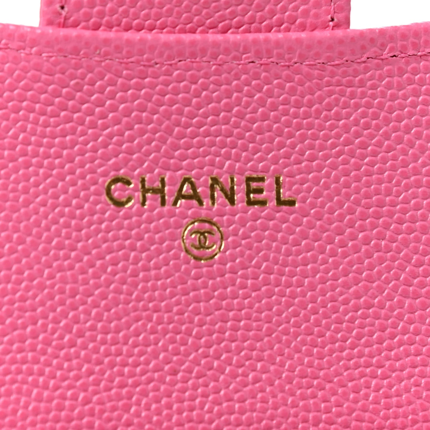 Caviar Quilted Flap Card Holder Wallet Dark Pink