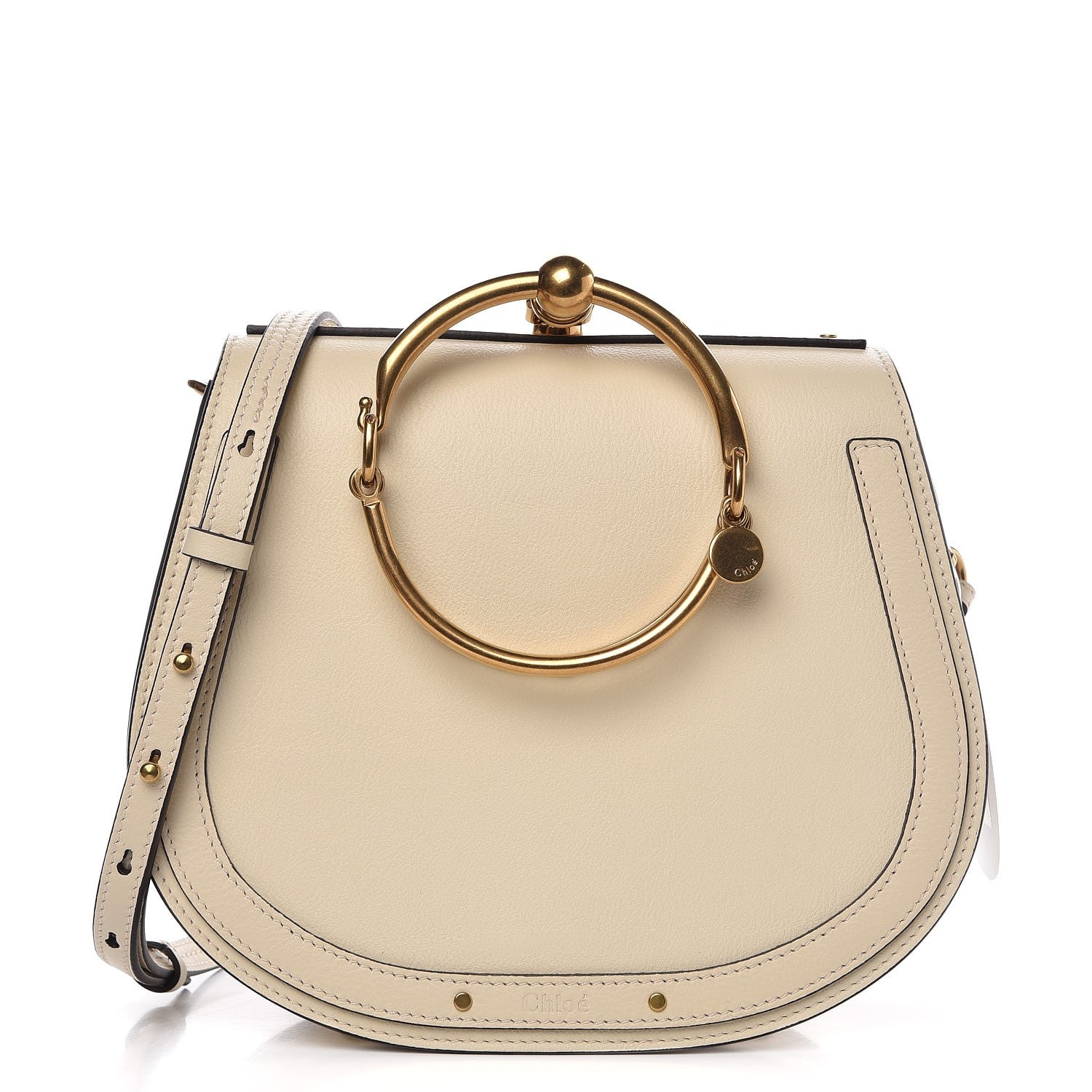 Chloe Calfskin Suede Medium Nile Bracelet Bag Off White 1 of 12