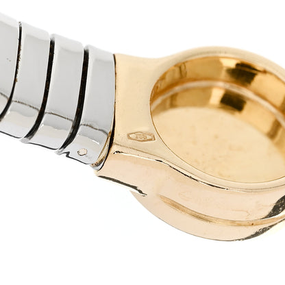 Bulgari Stainless Steel 18K Yellow Gold Black Onyx Tubogas Cuff Bracelet 4 of 5