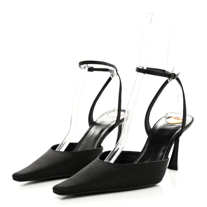 Saint Laurent Satin Crepe Aimee 75 Slingback Pumps 41 Black 4 of 10
