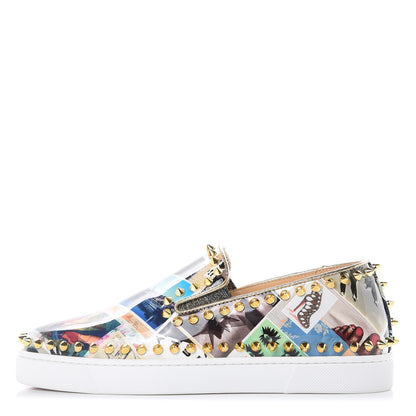 Christian Louboutin Patent Studded Womens Pik Boat Flat Loafers 36.5 Multicolor 1 of 9