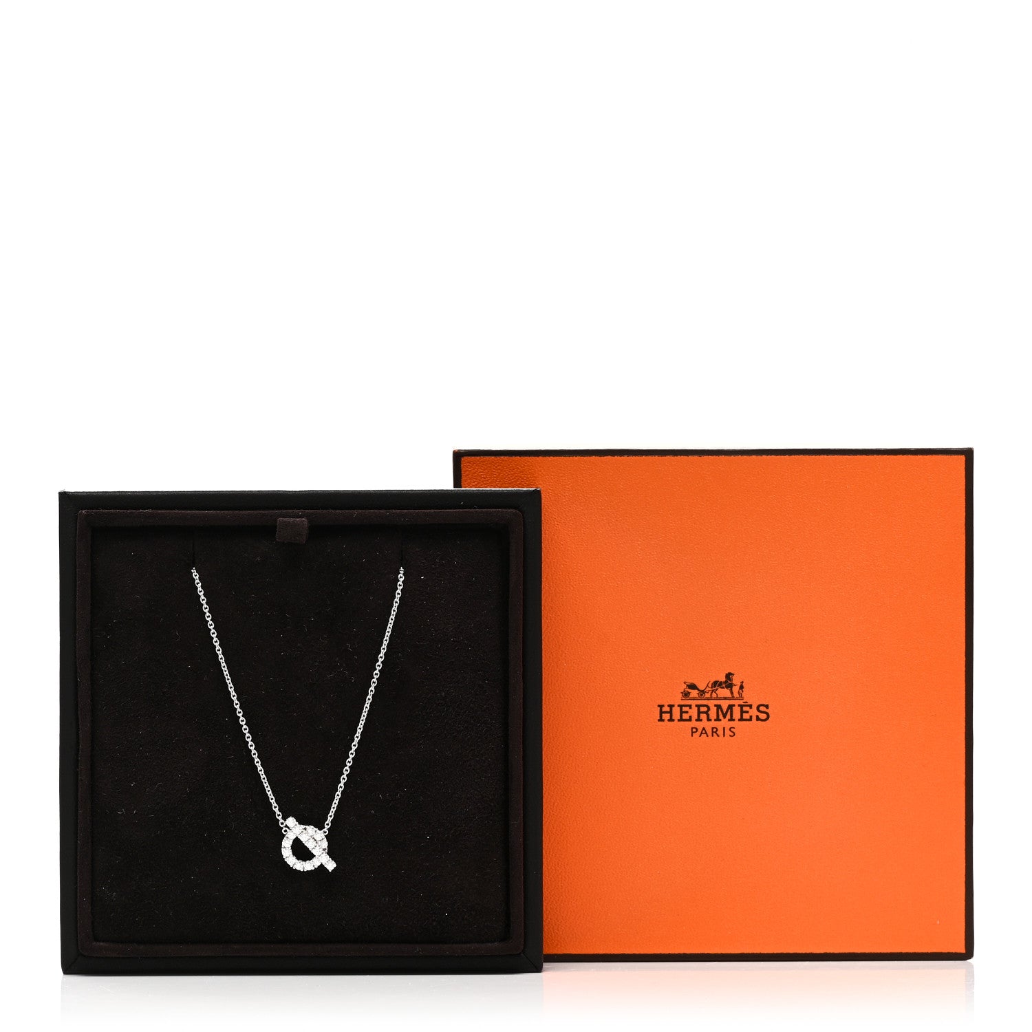 Hermes 18K White Gold Diamond Finesse Pendant Necklace 5 of 5