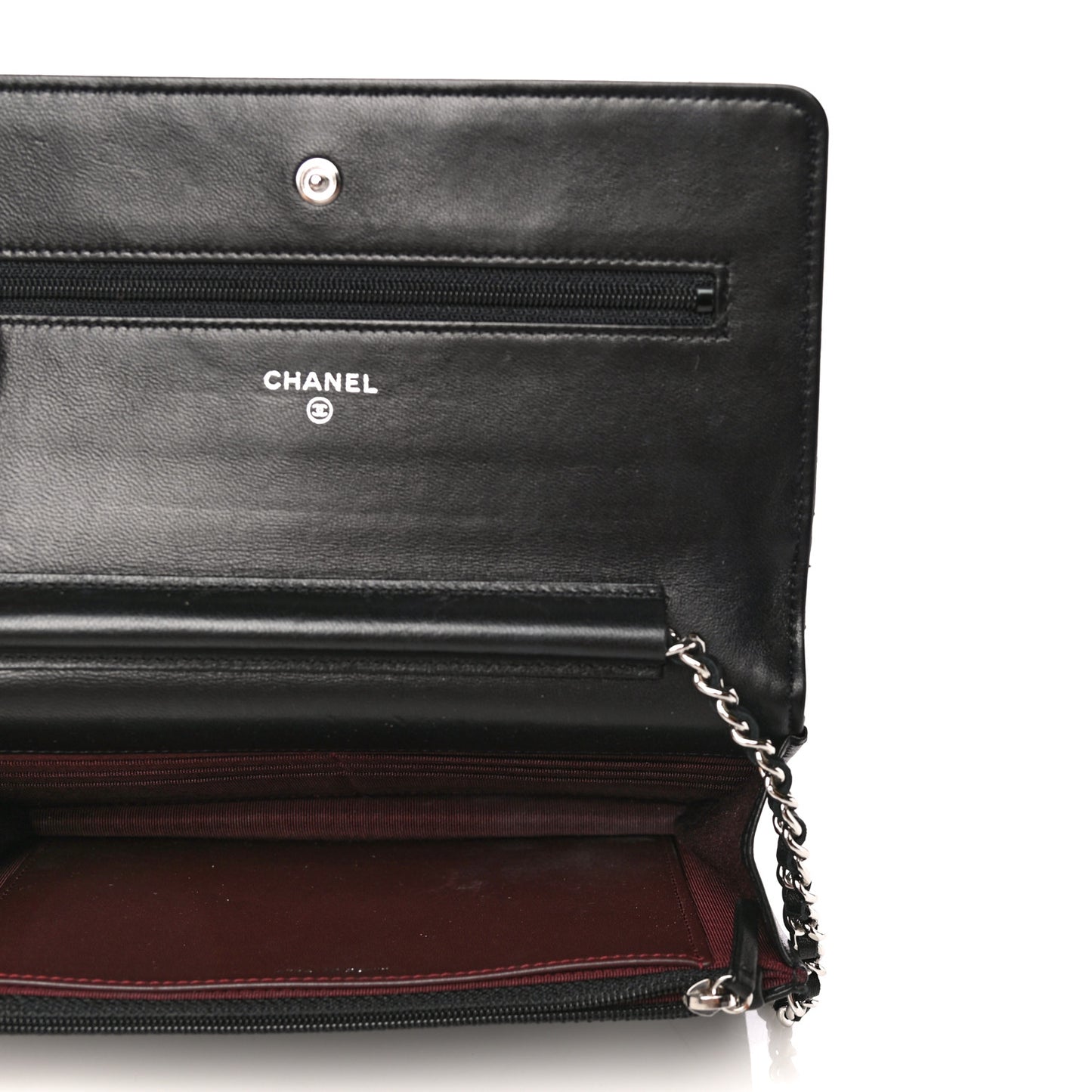 Lambskin Quilted Wallet On Chain WOC Black
